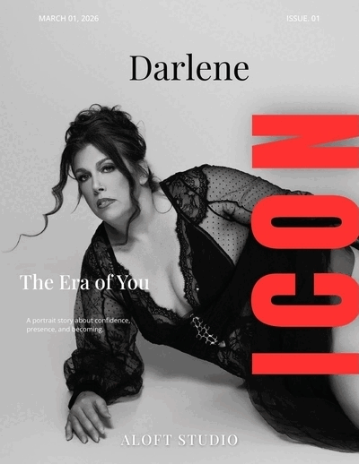 magazine cover for ICON with a back and white editorial style portrait in maryland